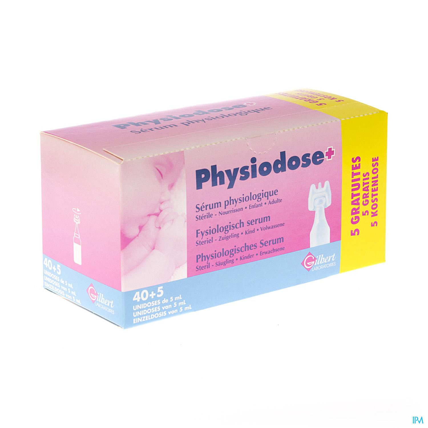 Physiodose Sérum Physiologique 40+5 Unidoses Gratuites - Pharma Online