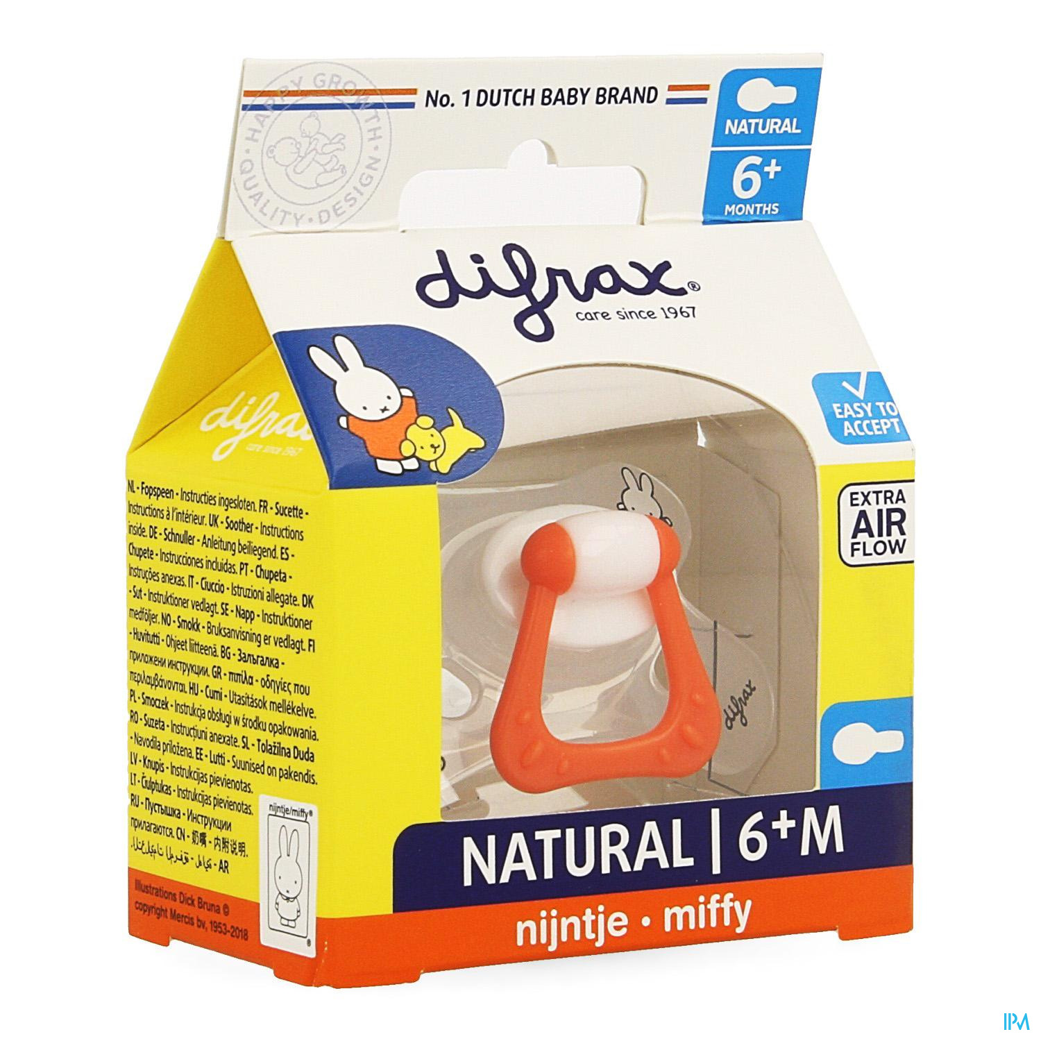 Difrax Sucette Natural Miffy 6m+ 1 Pièce - Pharma Online