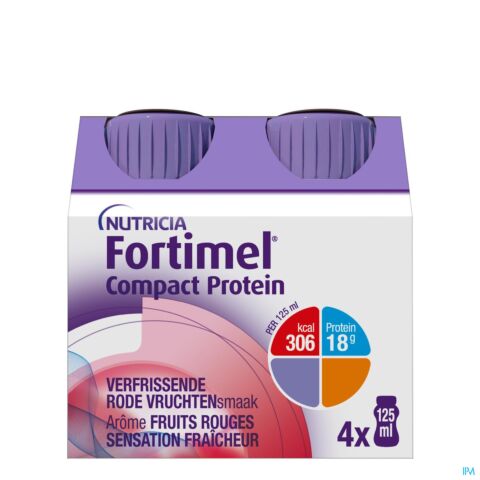Fortimel Compact Protein Fruits Rouges Sensation Fraîcheur Bouteille 4x125ml