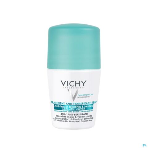 Vichy Déodorant Anti-Transpirant 48h Anti-Traces Jaunes et Blanches Roll-On 50ml