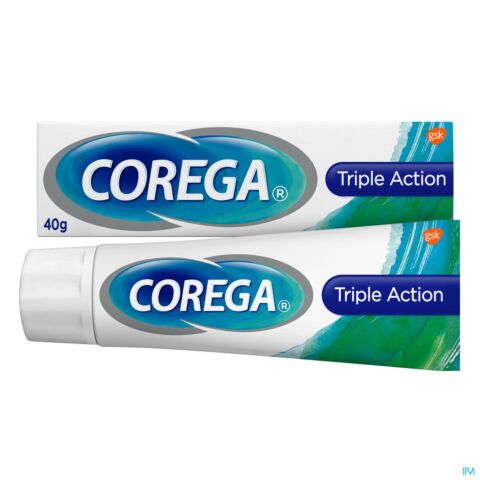 Corega Triple Action triple Crème Adhésive pour Prothèse Dentaire Tube 40g