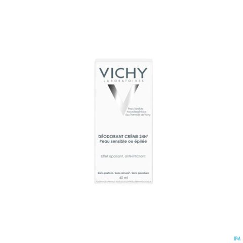 Vichy Déodorant Crème 24h Peau Sensible ou Epilée Tube 40ml