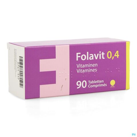 Folavit 0,4mg Acide Folique 90 Comprimés