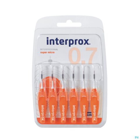 Interprox Interproximal Super Micro Brossettes Interdentaires Oranges 0.7 6 Pièces