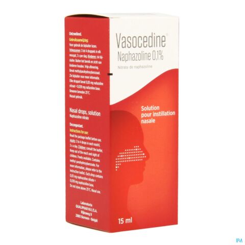 Vasocedine Naphazoline 0,1% Solution pour Instillation Nasale Gouttes 15ml