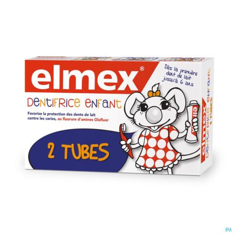 Elmex Dentifrice Enfant jusqu'à 6 ans Tube PROMO 2x75ml