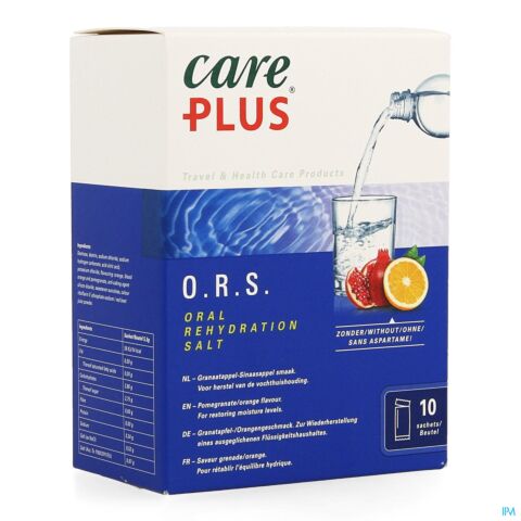 Care Plus S.R.O. Sels de Réhydratation Orale Arôme Grenade/Orange 10 Sachets de 5,3g