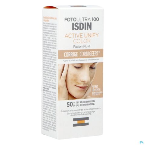 Isdin Foto Ultra Active Unify Color Fusion Fluid IP50+ Flacon 50ml Nouvelle Formule