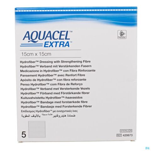 Aquacel Extra Pans Hydrofiberplusrenf Fibr 15x15cm 5