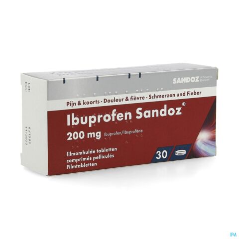 Ibuprofen Sandoz 200mg 30 Comprimés Pelliculés