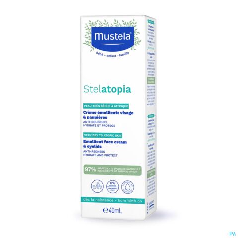 Mustela Stelatopia Crème Emolliente Visage Anti-Rougeurs Tube 40ml