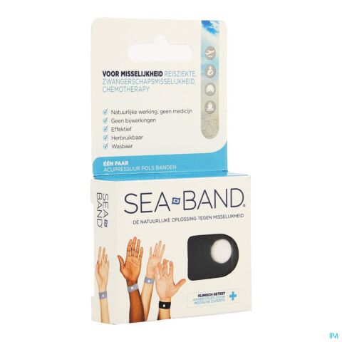 Sea-Band Bracelet d'Acupression Nausées Adulte Noir 2 Pièces