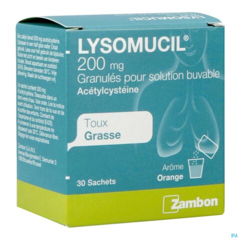 Lysomucil 200mg Toux Grasse 30 Sachets de Granulés