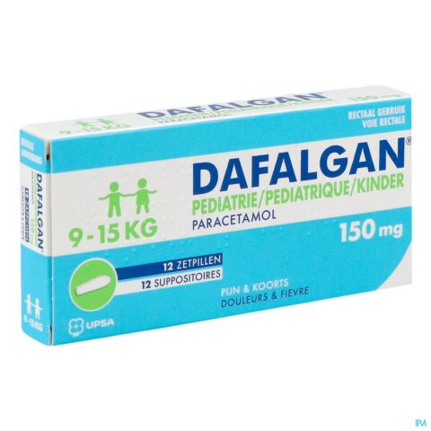 Dafalgan Pédiatrique 150mg Enfants 10 à 15kg 12 Suppositoires