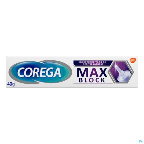 Corega Max Block Creme Adhesive Prothese Dentaire 40g