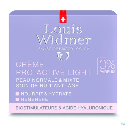 Louis Widmer Crème Pro-Active Light Soin de Nuit Sans Parfum Pot 50ml