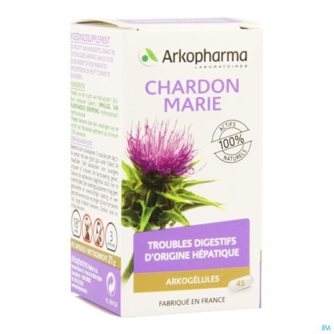 Arkopharma Arkogélules Chardon Marie Troubles Digestifs d'Origine Hépatique 45 Gélules