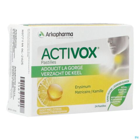 Arkopharma Activox Pastilles Adoucissantes pour la Gorge Miel Citron 24 Pièces