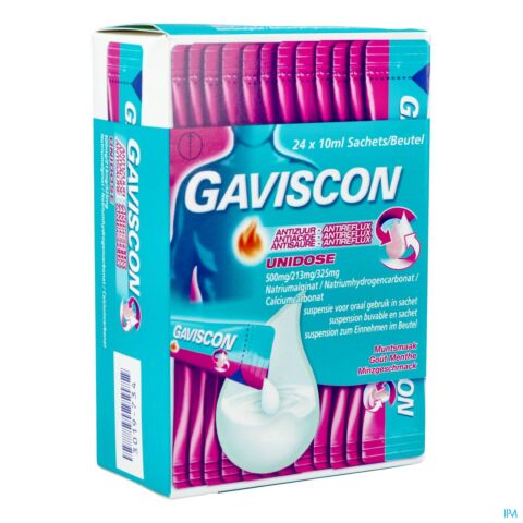 Gaviscon Antiacide Antireflux Suspension Buvable Goût Menthe 24 Sachets