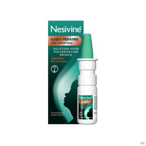 Nesivine 0,025% Pédiatrie Sine Conservans Solution pour Pulvérisation Nasale Enfants de 2 à 6 Ans Spray 10ml
