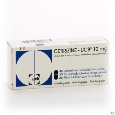Cetirizine UCB 10mg 40 Comprimés Pelliculés