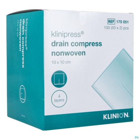 Klinion Nw Draincompres 10x10cm 4 Plis 175051 50x2