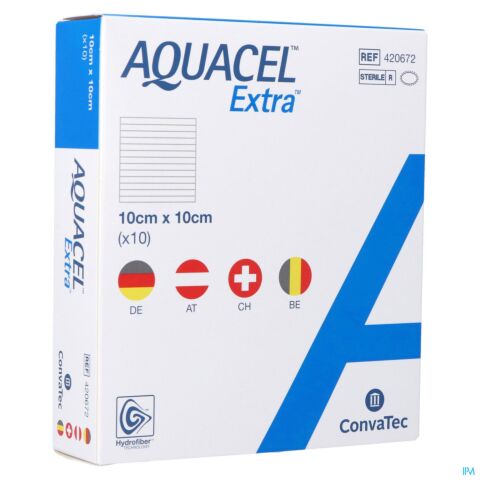 Aquacel Extra Pans Hydrofiberplusrenf Fibr 10x10cm 10