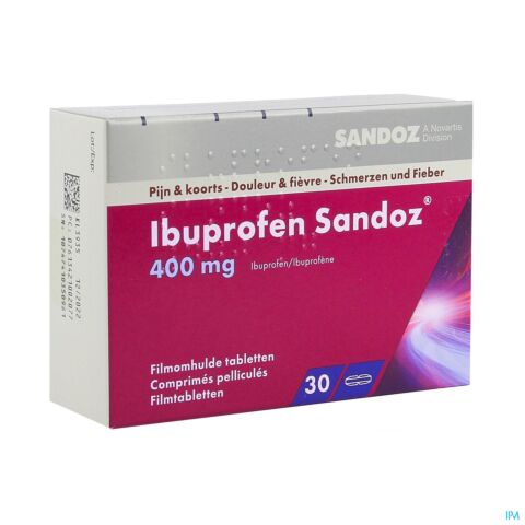 Ibuprofen Sandoz 400mg 30 Comprimés Pelliculés