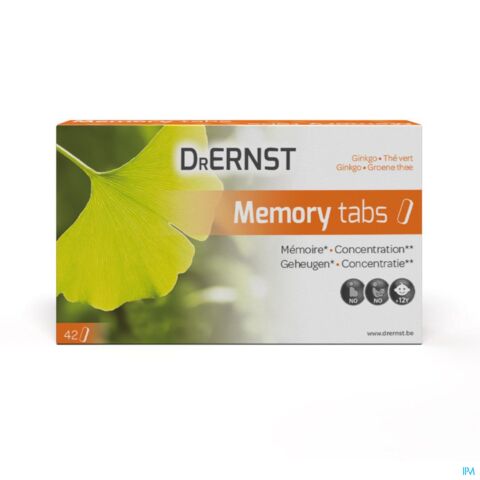 Dr Ernst Memory Tabs Mémoire Concentration Ginkgo & Thé Vert 42 Comprimés