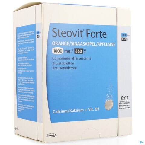 Steovit Forte Orange Calcium + Vitamine D3 1000mg/880Ui 90 Comprimés Effervescents