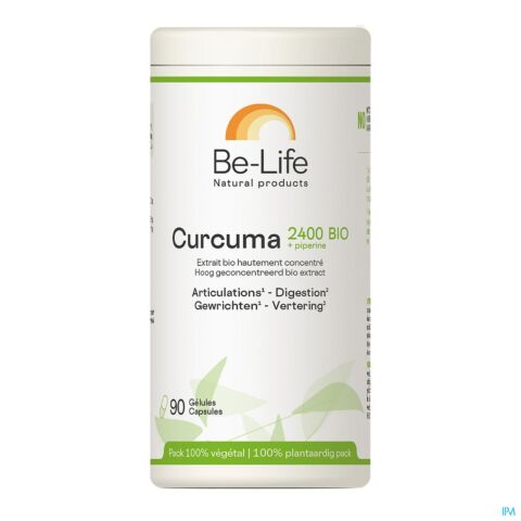 Be-Life Curcuma 2400 Bio + Piperine Articulations & Digestion 90 Gélules