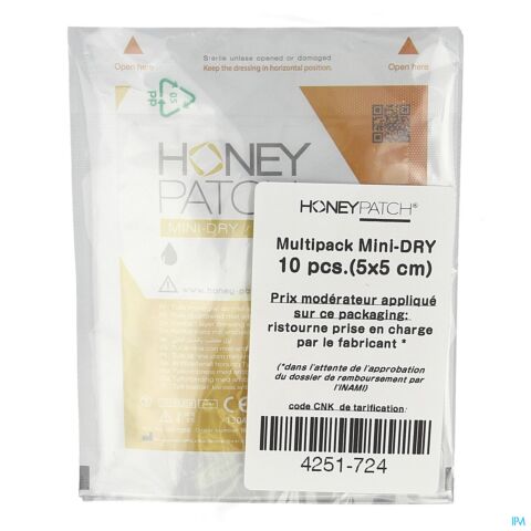 Honeypatch Mini Dry Miel Cicat.2,5g+tulle 5x5cm 10