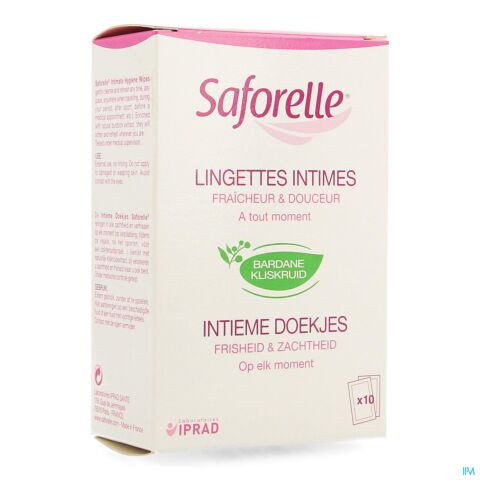 Saforelle Hygiène Intime 10 Lingettes Intimes Ultra Douces