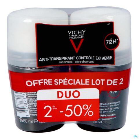 Vichy Homme Deo A/transp. 72h Bille Duo 2x50ml