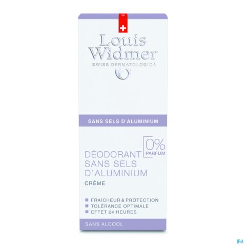 Louis Widmer Déodorant Crème Sans Sels d'Aluminium Sans Parfum 40ml