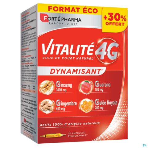 Forté Pharma Vitalité 4G Coup de Fouet Naturel Dynamisant 30 Ampoules