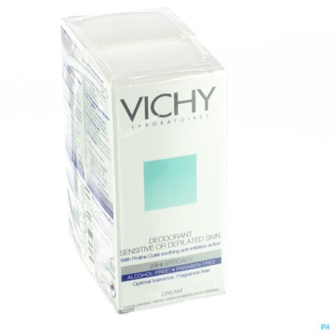 Vichy Déodorant Crème 24h Peau Sensible ou Epilée Tube Duo 2x40ml