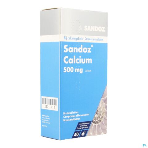 Sandoz Calcium 500mg Goût Orange 40 Comprimés Effervescents