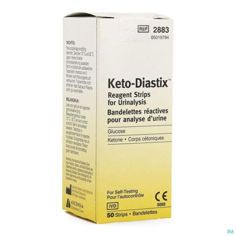 Keto Diastix Analyse Urine 50 Bandelettes Reactives