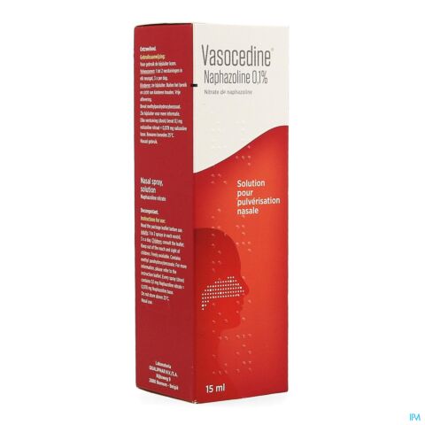 Vasocedine Naphazoline 0,1% Solution pour Pulvérisation Nasale Spray 15ml