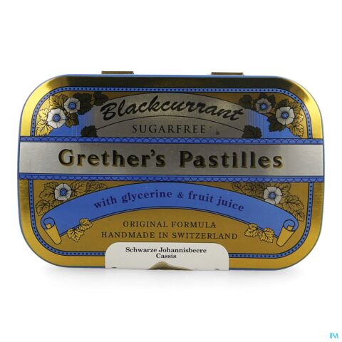 Grether's Pastilles Blackcurrant Cassis Pastilles Sans Sucre 110g