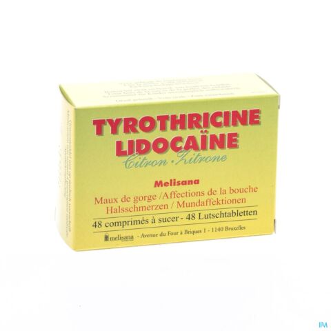 Tyrothricine Lidocaïne Citron 48 Comprimés à Sucer