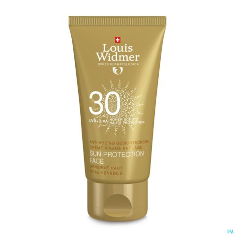 Louis Widmer Sun Protection Face Crème Visage Anti-Âge Non Parfumée IP30 Tube 50ml