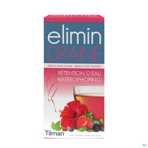 Tilman Elimin Draine Rétention d'Eau Tisane Hibiscus Fruits Rouges 20 Sachets