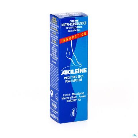 Akileïne Bleu Crème Nutri-Réparatrice Pieds Secs Tube 50ml