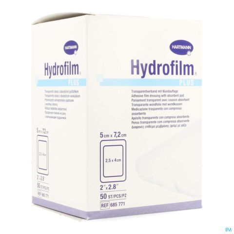Hartmann Hydrofilm Plus Pansement de Plaie Autoadhésif 5cmx7,2cm 50 Pièces