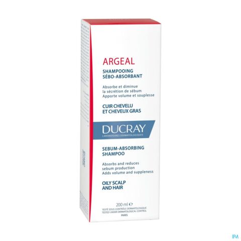 Ducray Argeal Shampooing Sébo-Absorbant Cuir Chevelu & Cheveux Gras Tube 200ml