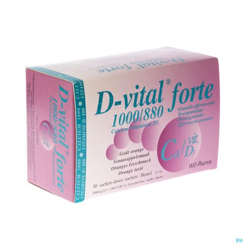 D-Vital Forte 1000mg/880UI Calcium/Vitamine D3 Orange 30 Sachets