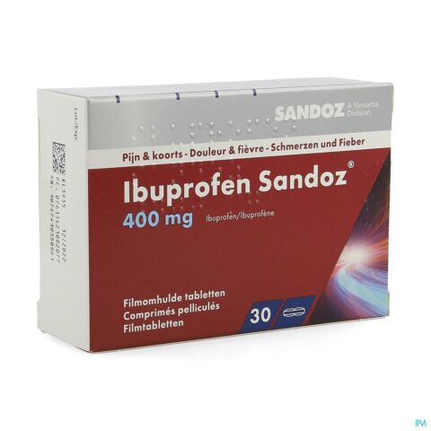 Ibuprofen Sandoz 400mg 30 Comprimés Pelliculés