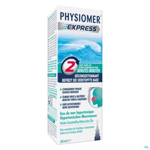 Physiomer Express Eau de Mer Hypertonique Spray Décongestionnant 20ml